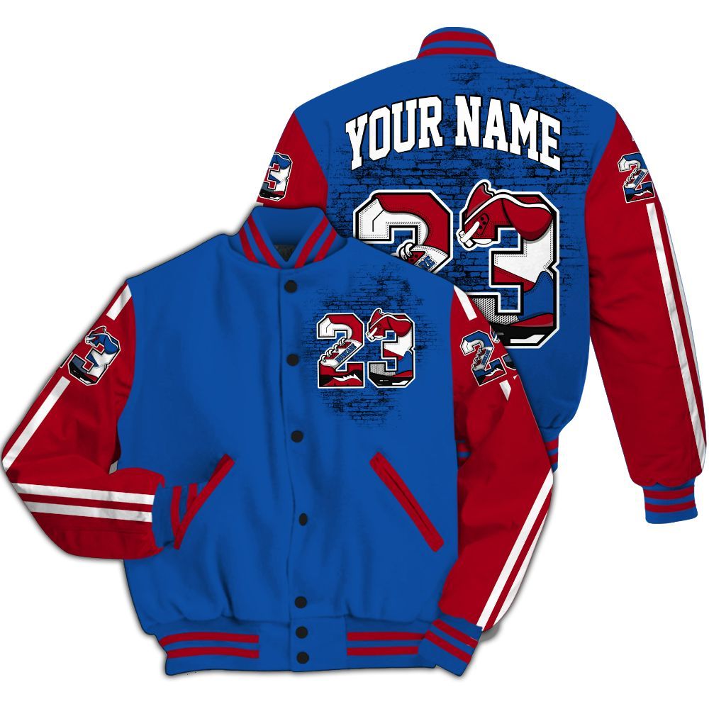 Varsity Jacket To Match Air Griffey Max Black Red Navy Blue 1s - Custom Name Number 23 5s All Over Print