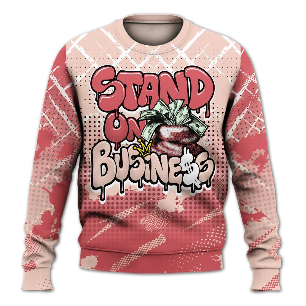 Sweatshirt To Match Washed Coral 2s Shirt, Halftone Stand Business Dripping All Over Print