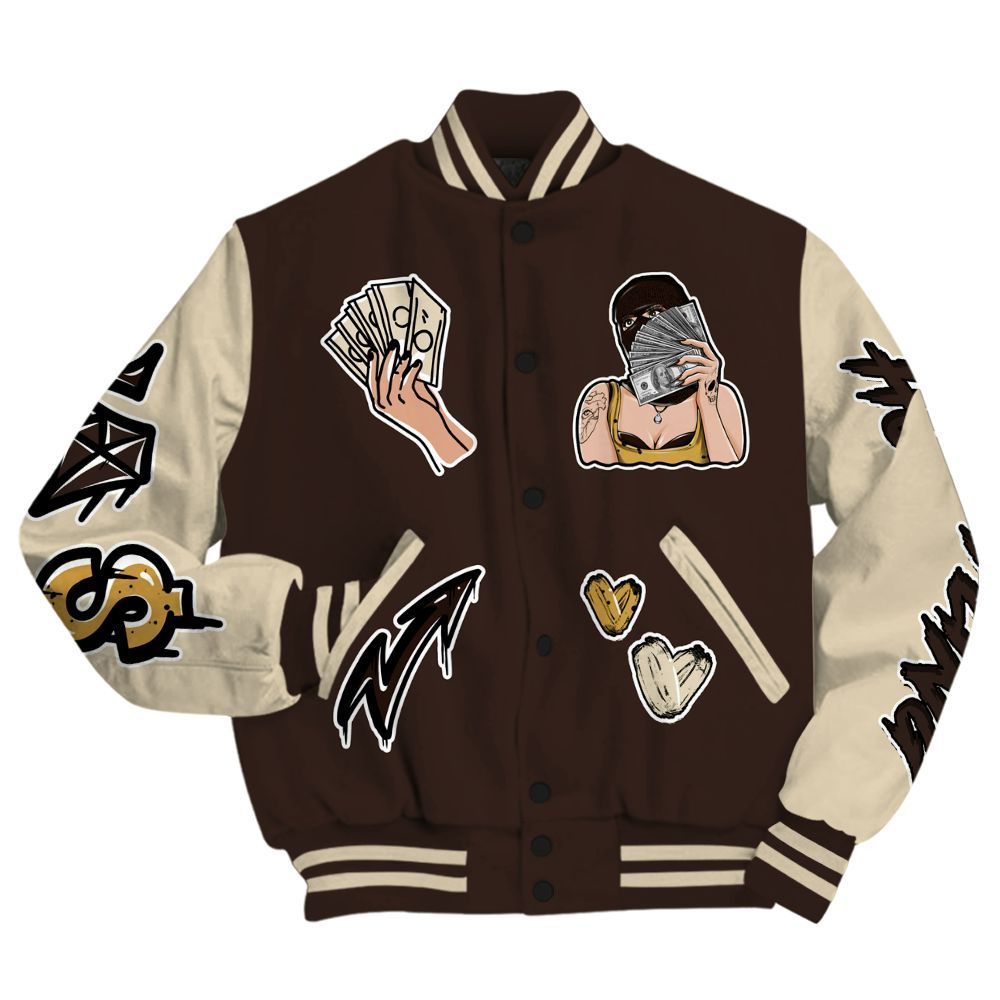 Varsity Jacket To Match 2025 Retro Earth 5s - Hustling Unique All Over Print