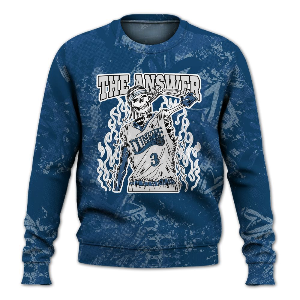 Sweatshirt To Match High OG Midnight Navy 1s - Allen Answer Skeleton Heart All Over Print