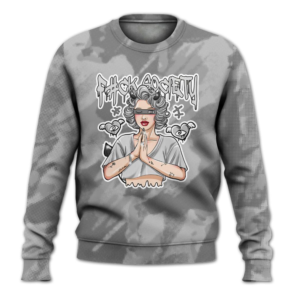 Sweatshirt To Match Black Wolf Grey 12s - F#ck Xociety Halftone All Over Print