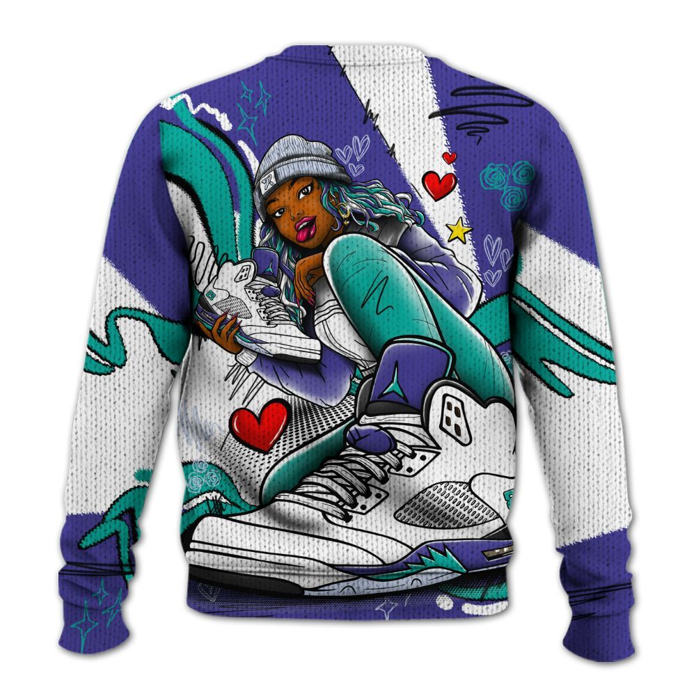 Sweater To Match Retro Grape 5s - Sneaker Girl With Shoes Graphic