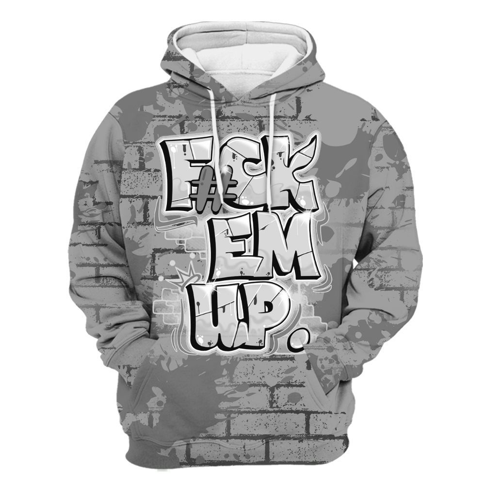 Hoodie To Match Black Wolf Grey 12s - F#ck Em Graphic Brick Art All Over Print
