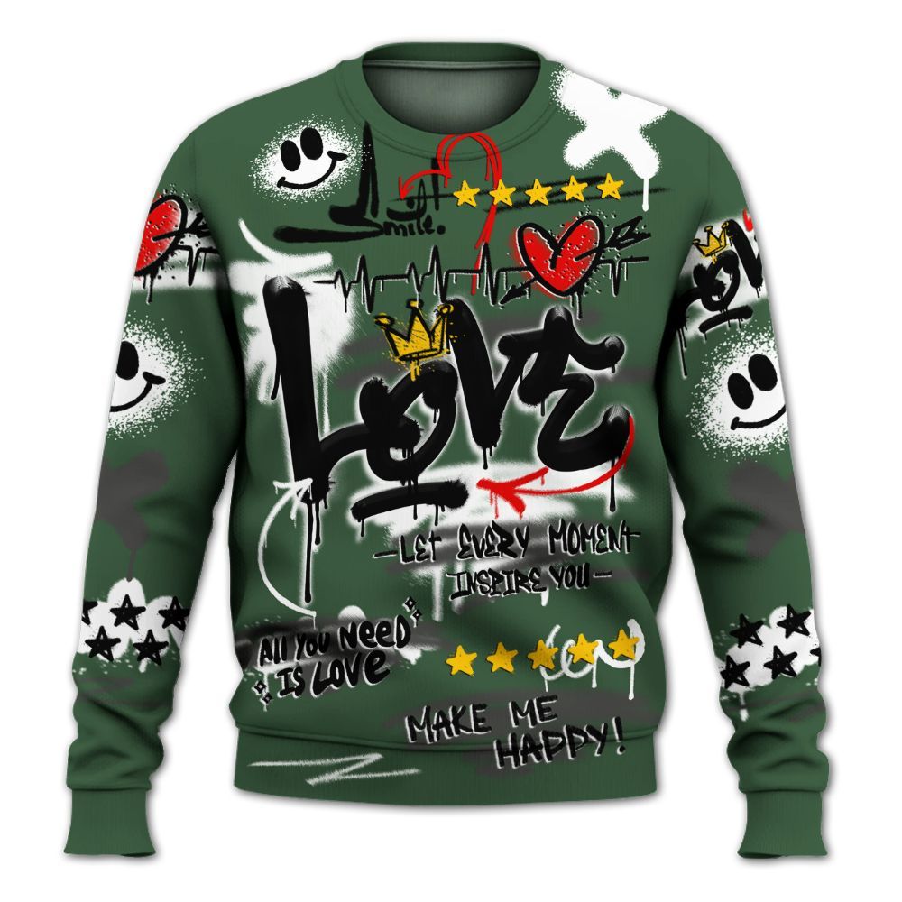 Sweatshirt To Match Dunk Low Skateboards Black - Happy Love Beats Graffiti Streetwear All Over Print