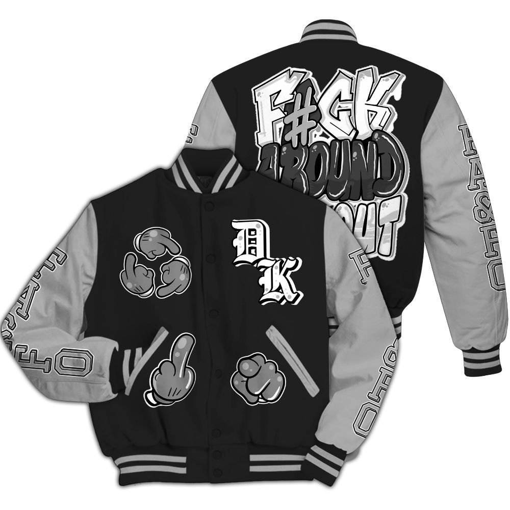 Varsity Jacket To Match NOCTA Black 2s - F Around Find Out Graphic All Over Print