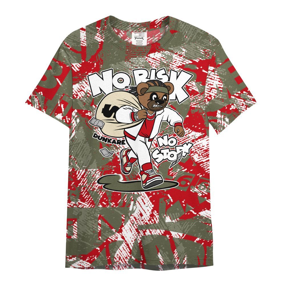 Shirt To Match Low OG Medium Olive 1s - Certain Bear Abstract Graffiti All Over Print