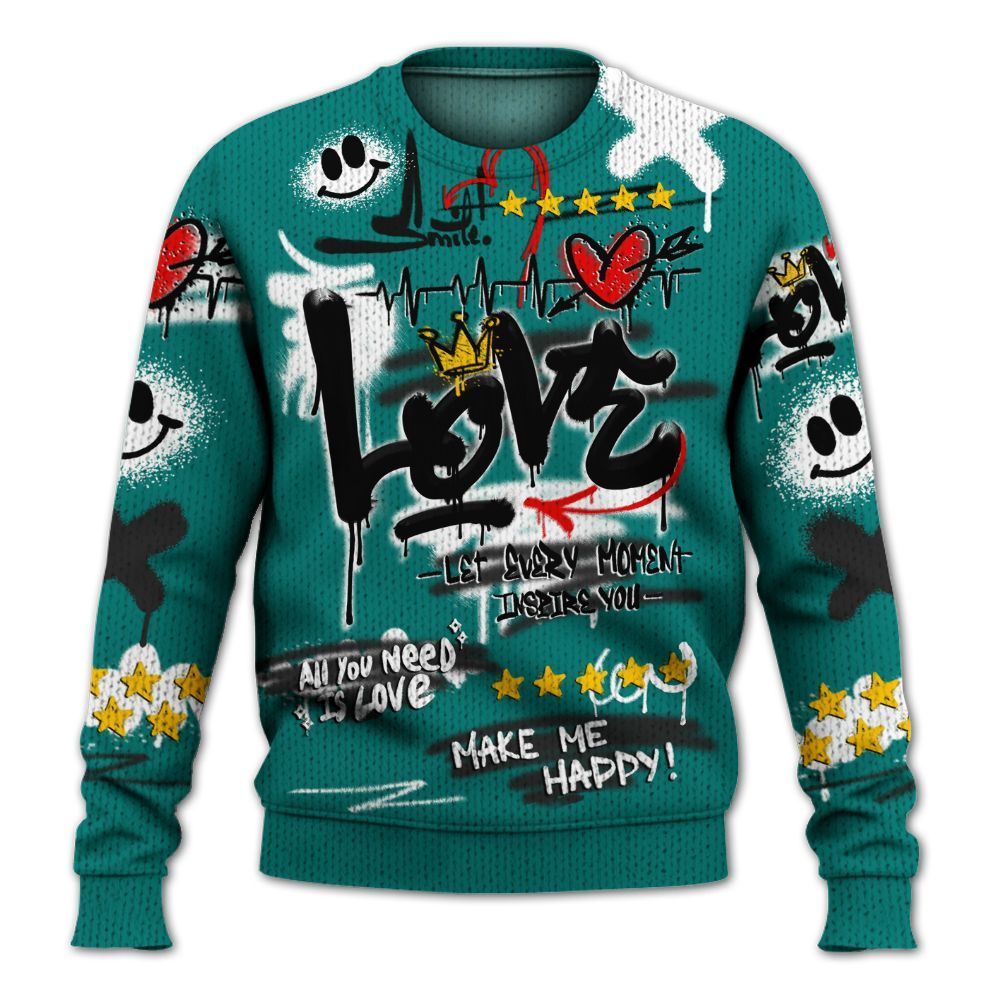 Sweater To Match Griffey Max 1 Freshwater - Happy Love Beats Graffiti Streetwear Graphic