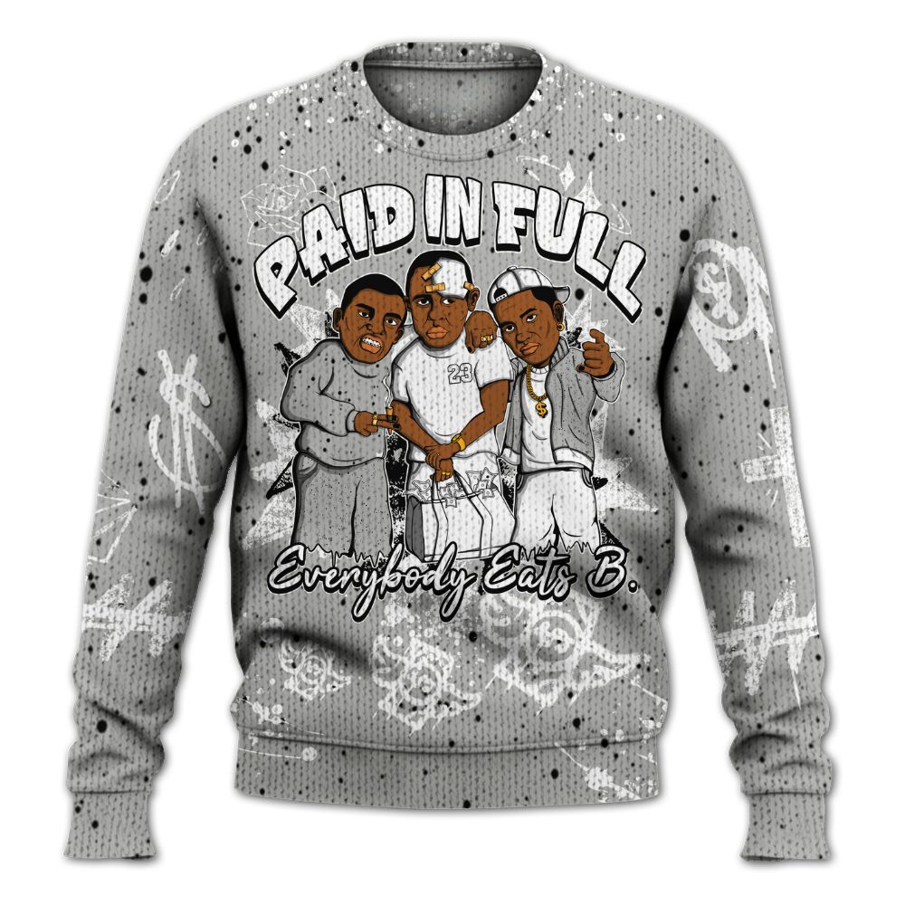 Knitted Sweater To Match Retro White Oreo 4s - Everybody Paid In Full Crayon