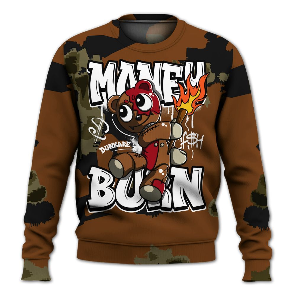 Sweatshirt To Match Archaeo Brown 5s - Money Burn Retro All Over Print