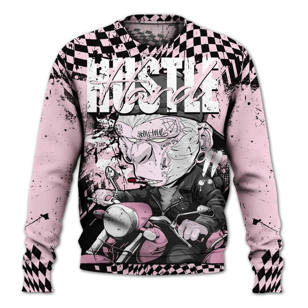 Sweatshirt To Match Orchid 4s - Hustle Hard Monkey All Over Print