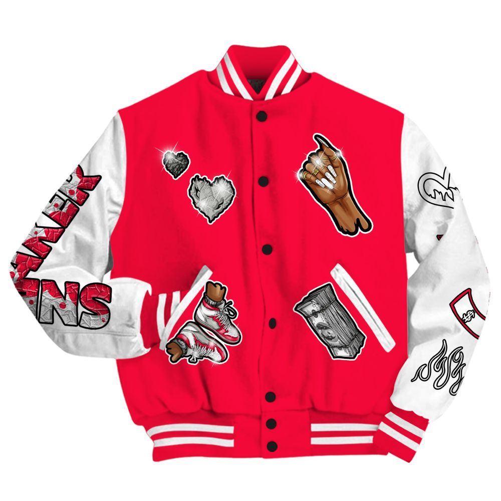 Varsity Jacket To Match Retro Fire Red 3s - Sneakerz Girlz All Over Print