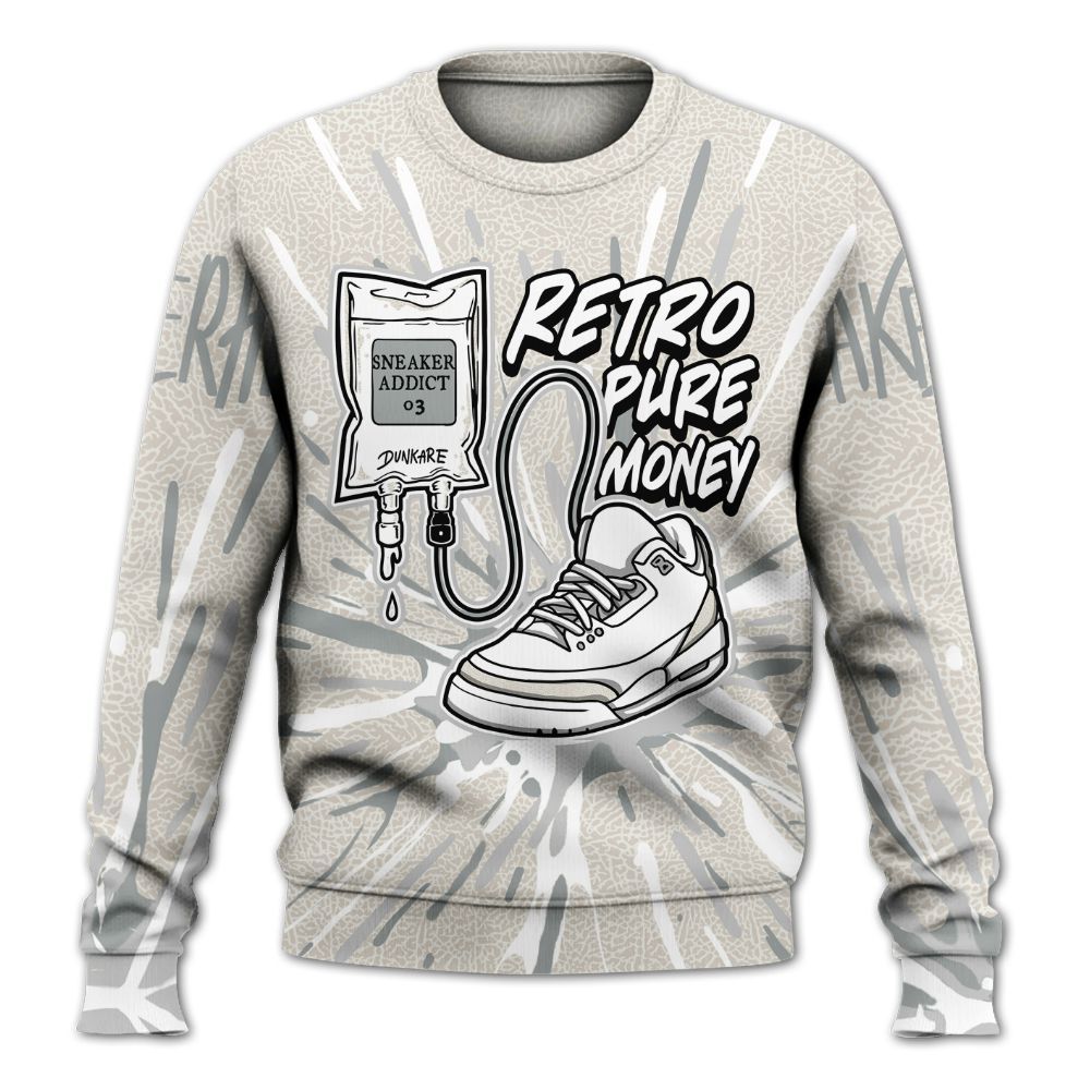 Sweatshirt To Match Retro Pure Money 3s - Sneaker Sickness Splash All Over Print