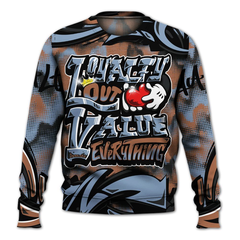 Sweatshirt To Match Air Foamposite Metallic Copper - Loyalty Out Value Graffiti All Over Print