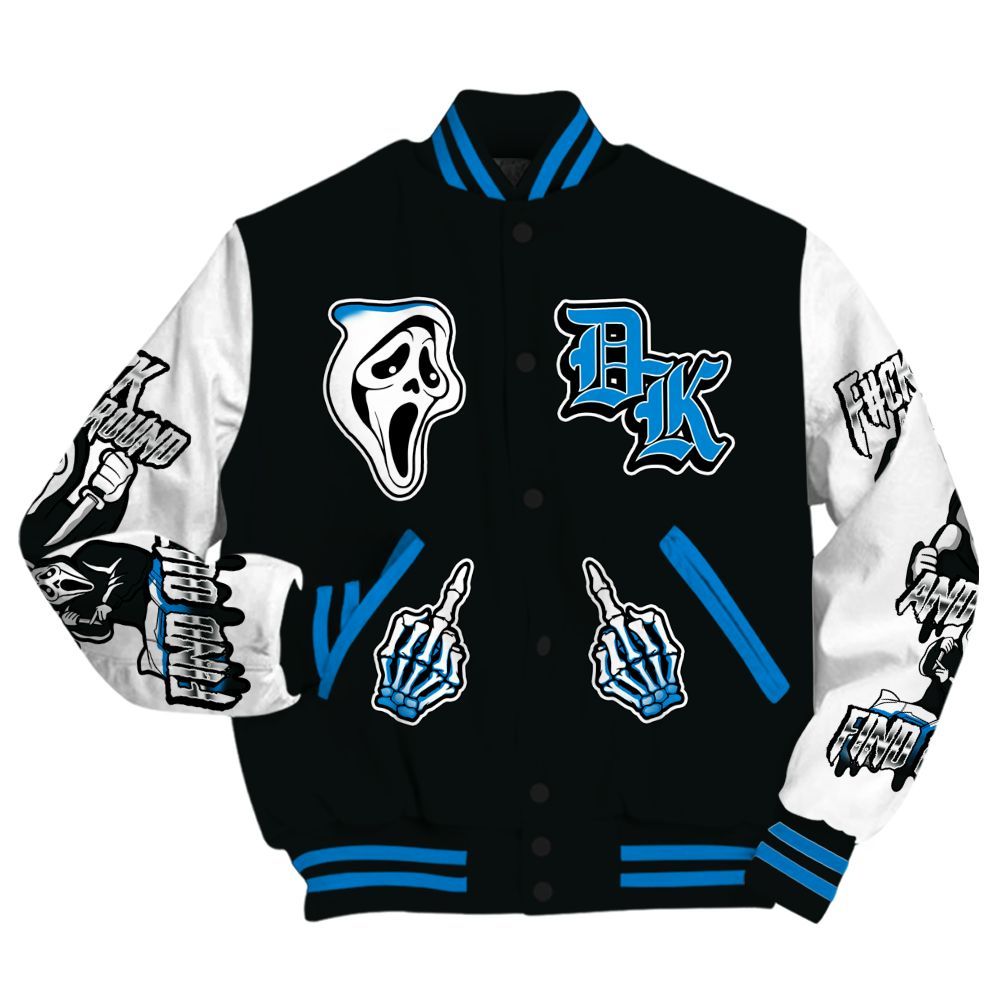 Varsity Jacket To Match High OG FragmentxULA White Black 1s - F#CK And Find Out Graphic All Over Print