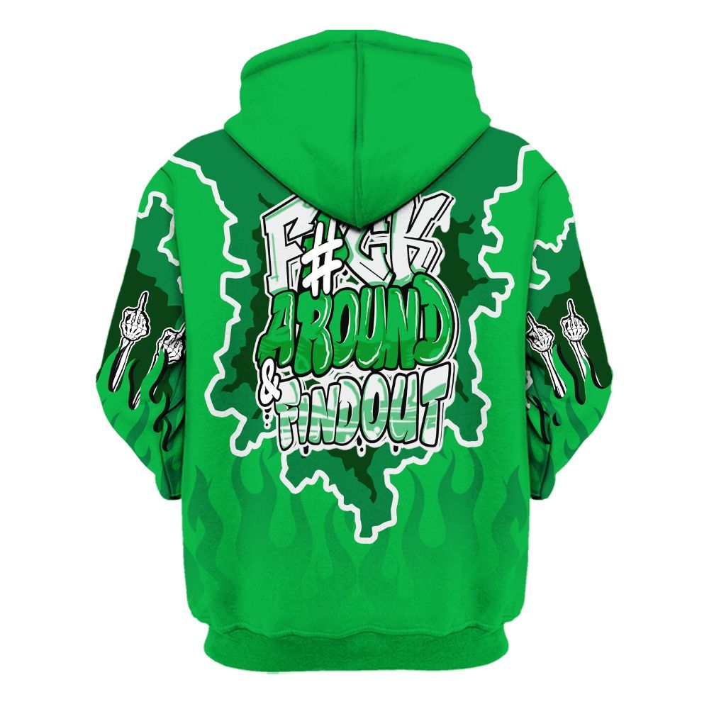 Hoodie To Match Lucky Green 5s Varsity Jacket - F Around Find Out Graphic Trapped All Over Print