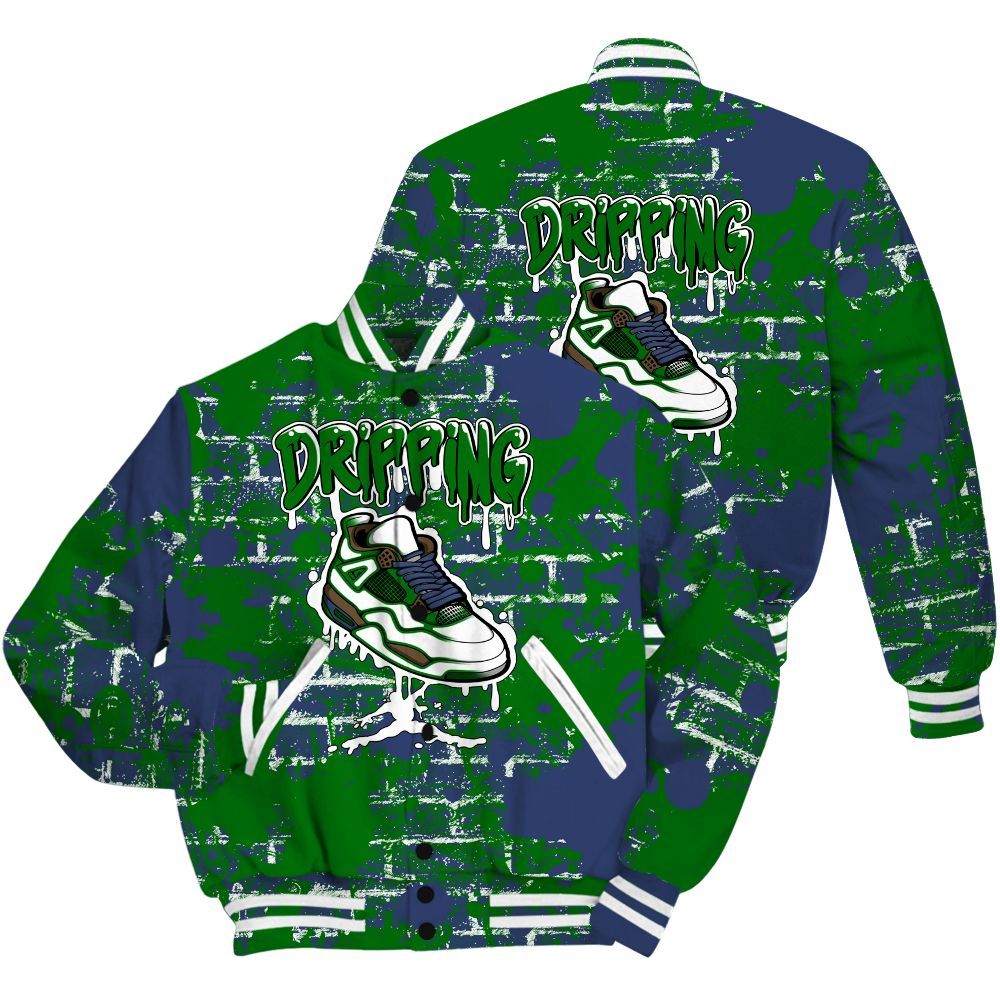 Varsity Jacket To Match Midnight Navy 13s Shirt - Dripping Shoe 4S Graphic Street Art All Over Print