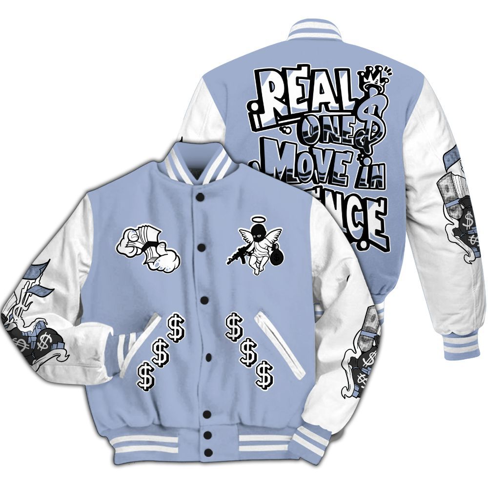 Varsity Jacket To Match Retro Blue Grey 13s - Ones Move In Silence Graphic All Over Print