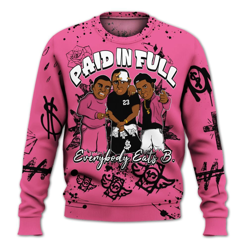 Sweatshirt To Match Air Max SNDR Hyper Pink - Everybody Paid In Full Crayon All Over Print