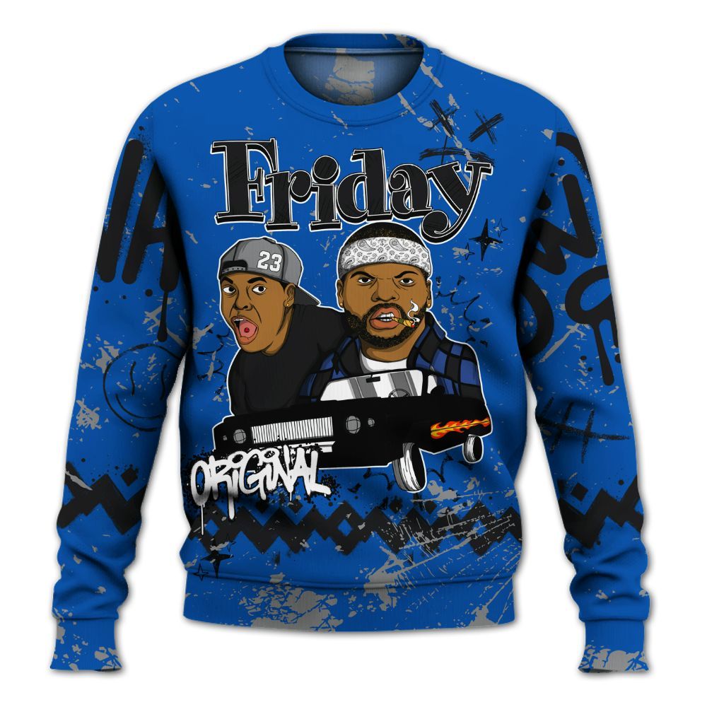 Sweatshirt To Match Racer Blue 5s - Friday Sneaker Crayon All Over Print