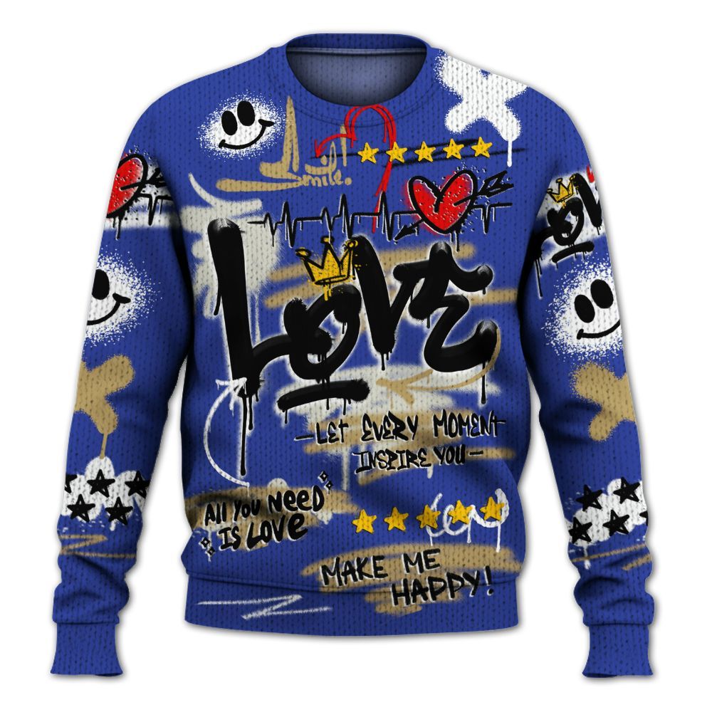 Knitted Sweater To Match Air 180 Concord - Happy Love Beats Graffiti Streetwear