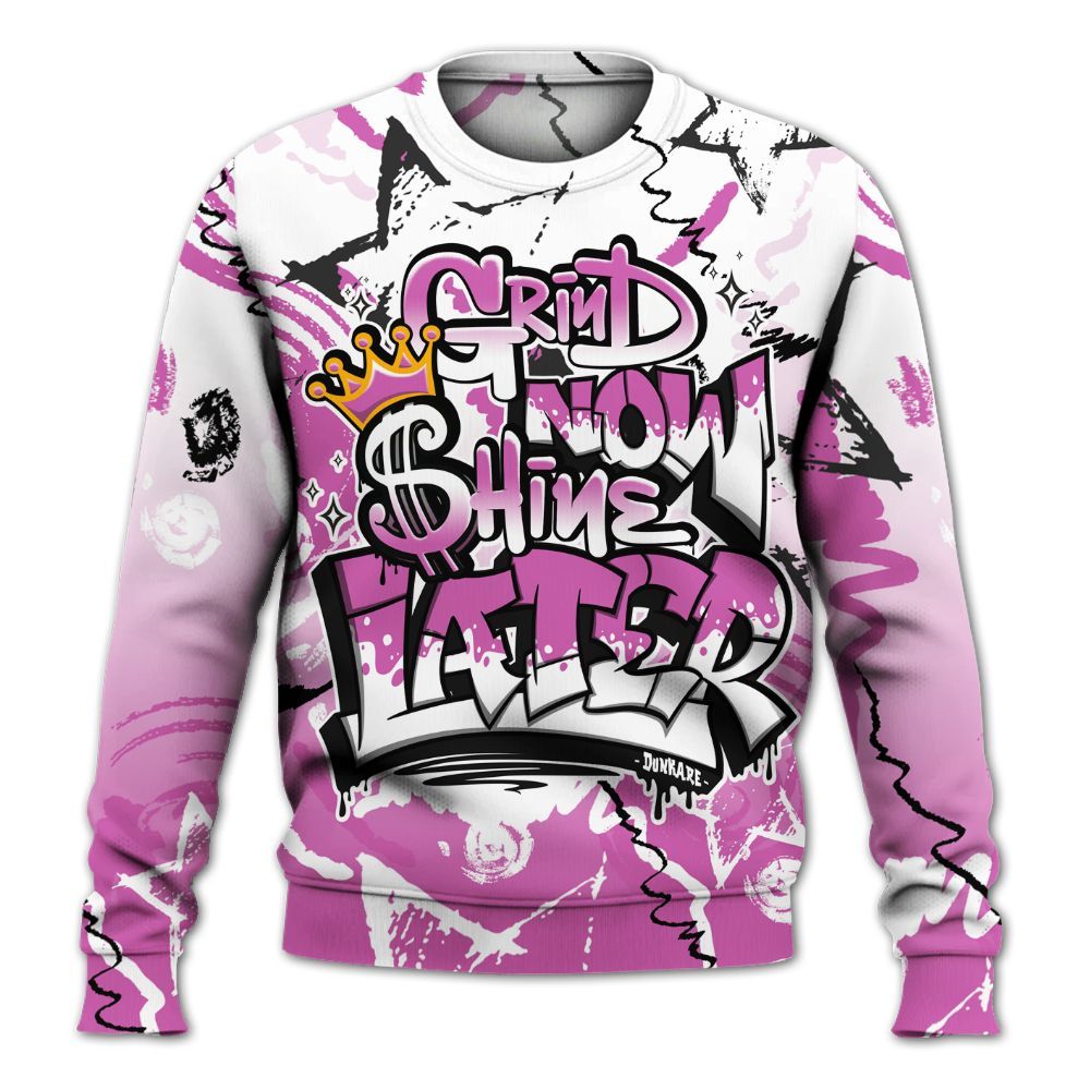 Sweatshirt To Match Hyper Violet 4s - Grind Shine Later Drip All Over Print
