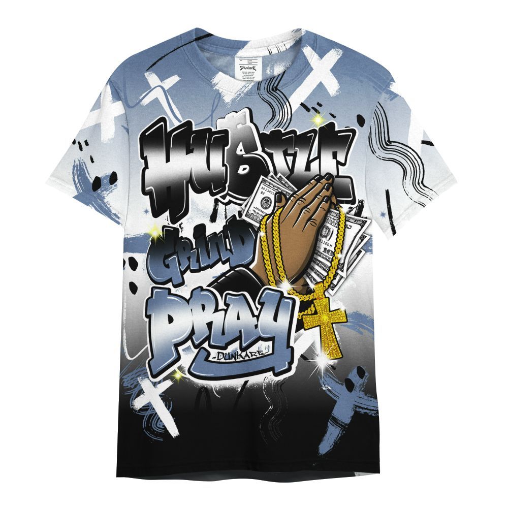 Shirt To Match Mid Space Jam 1s - Money Hustle Grind Pray All Over Print