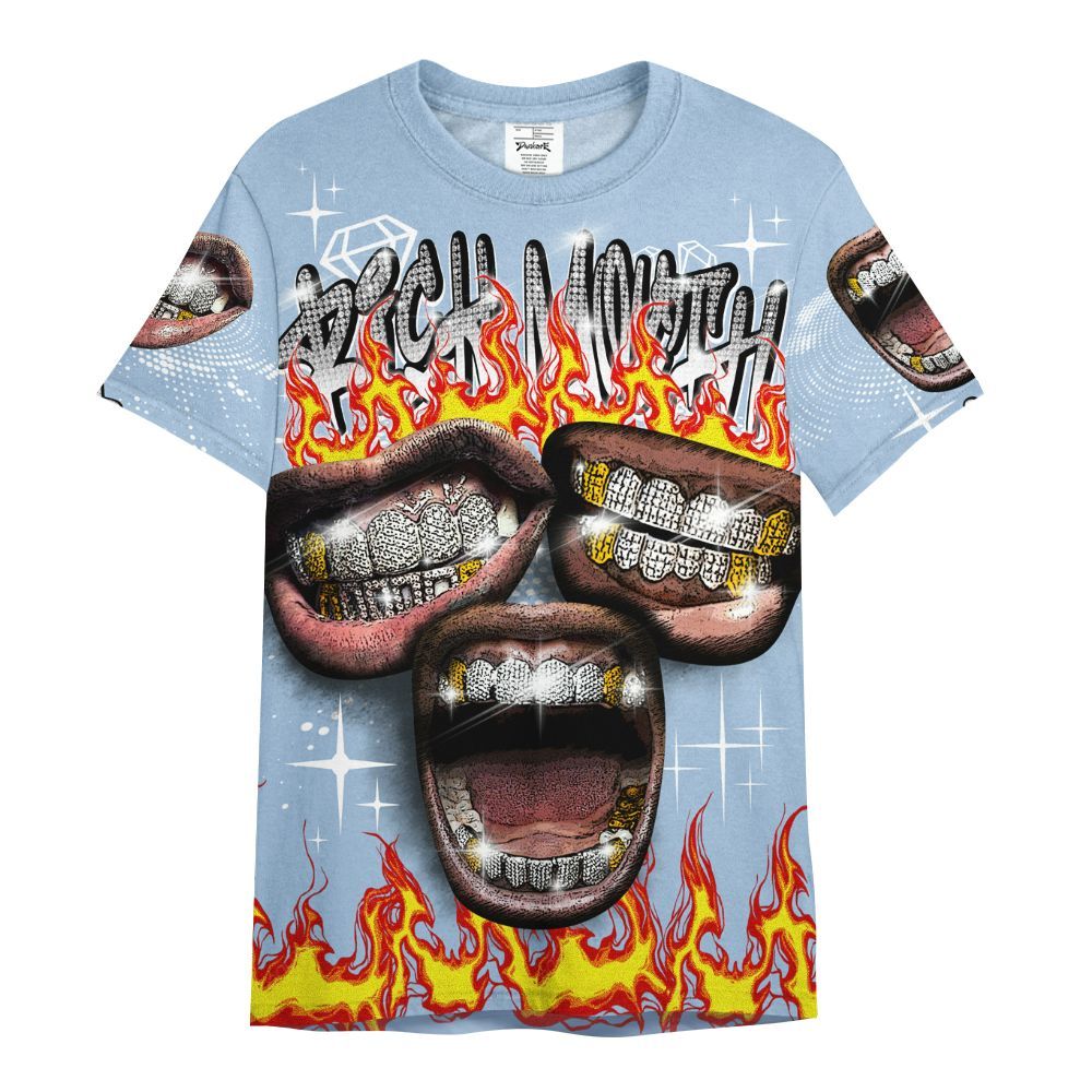 Shirt To Match High University Blue 1s - Rich Mouth Fire Rap Retro 90s All Over Print