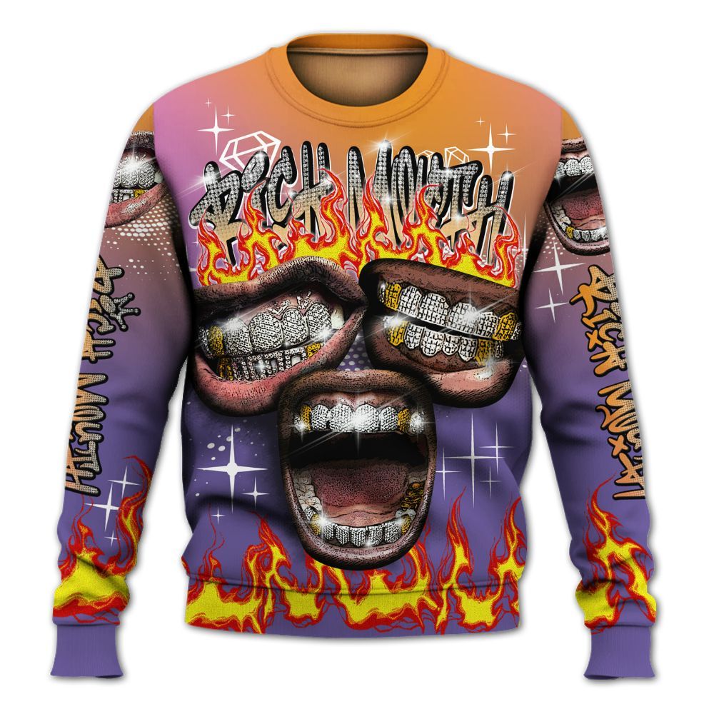 Sweatshirt To Match Book Sunset 1s - Rich Mouth Fire Rap Retro 90s All Over Print