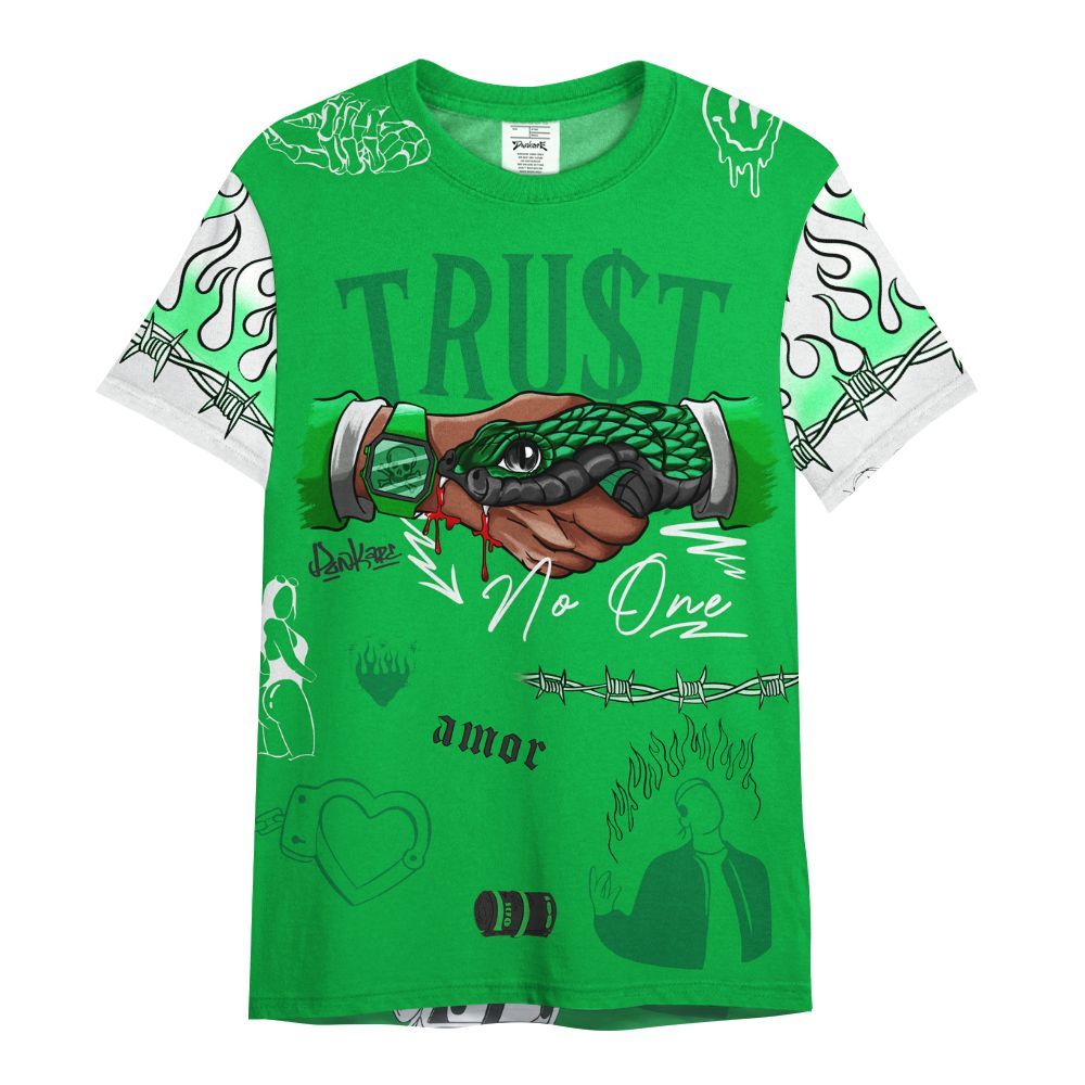 Shirt To Match Lucky Green 5s - Snake Trust No One All Over Print