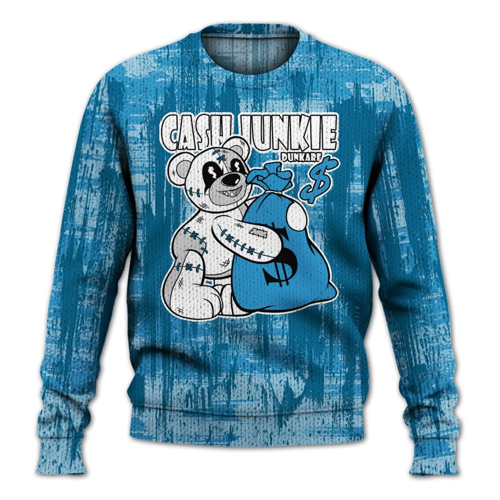 Knitted Sweater To Match Powder Blue 9s - Cashs Junkie Bear Glitch Art