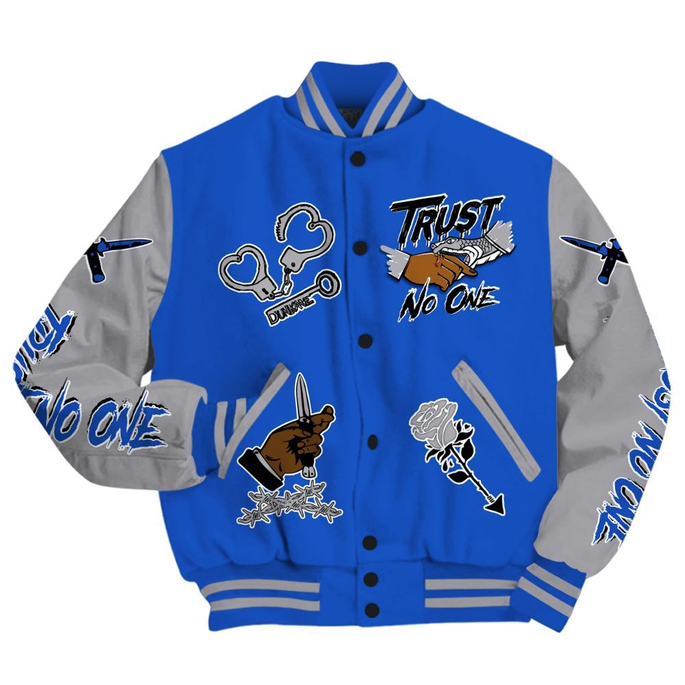 Varsity Jacket To Match Retro Stealth 5s - Trust No One Dripping All Over Print