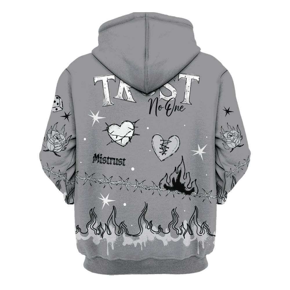 Hoodie To Match Retro Wolf Grey 5s - Trust No One Snake-Bite Doodle Crayon All Over Print