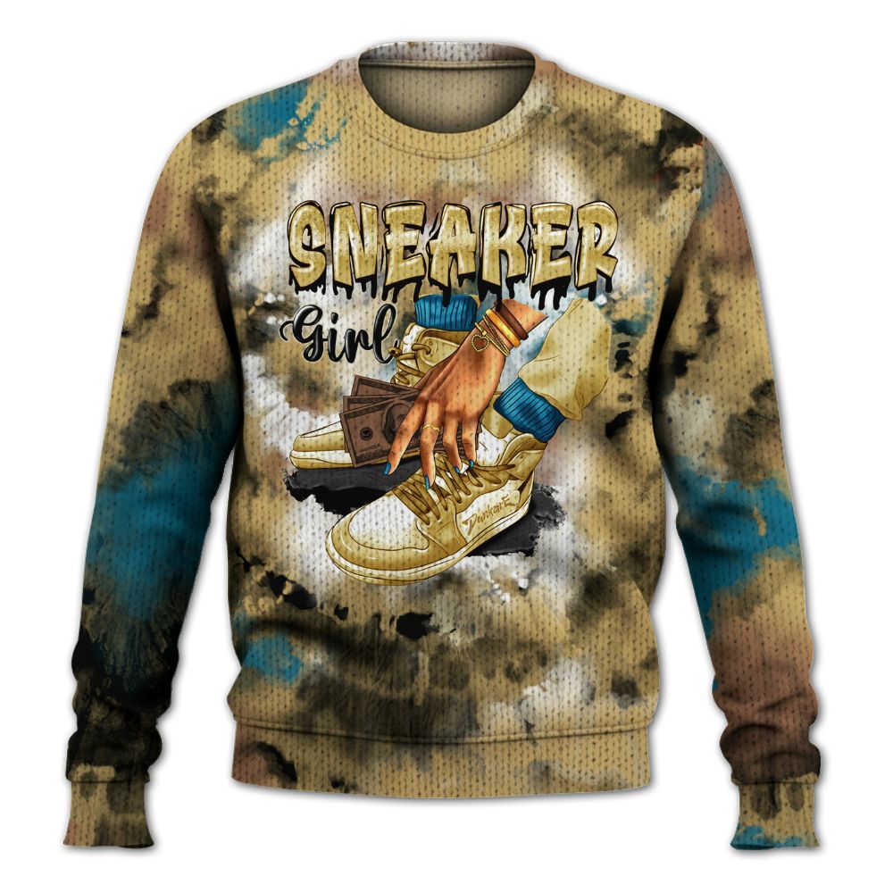Knitted Sweater To Match Retro Cacao Wow 4s - SNEAKER Girl Money Drip Tie Dye