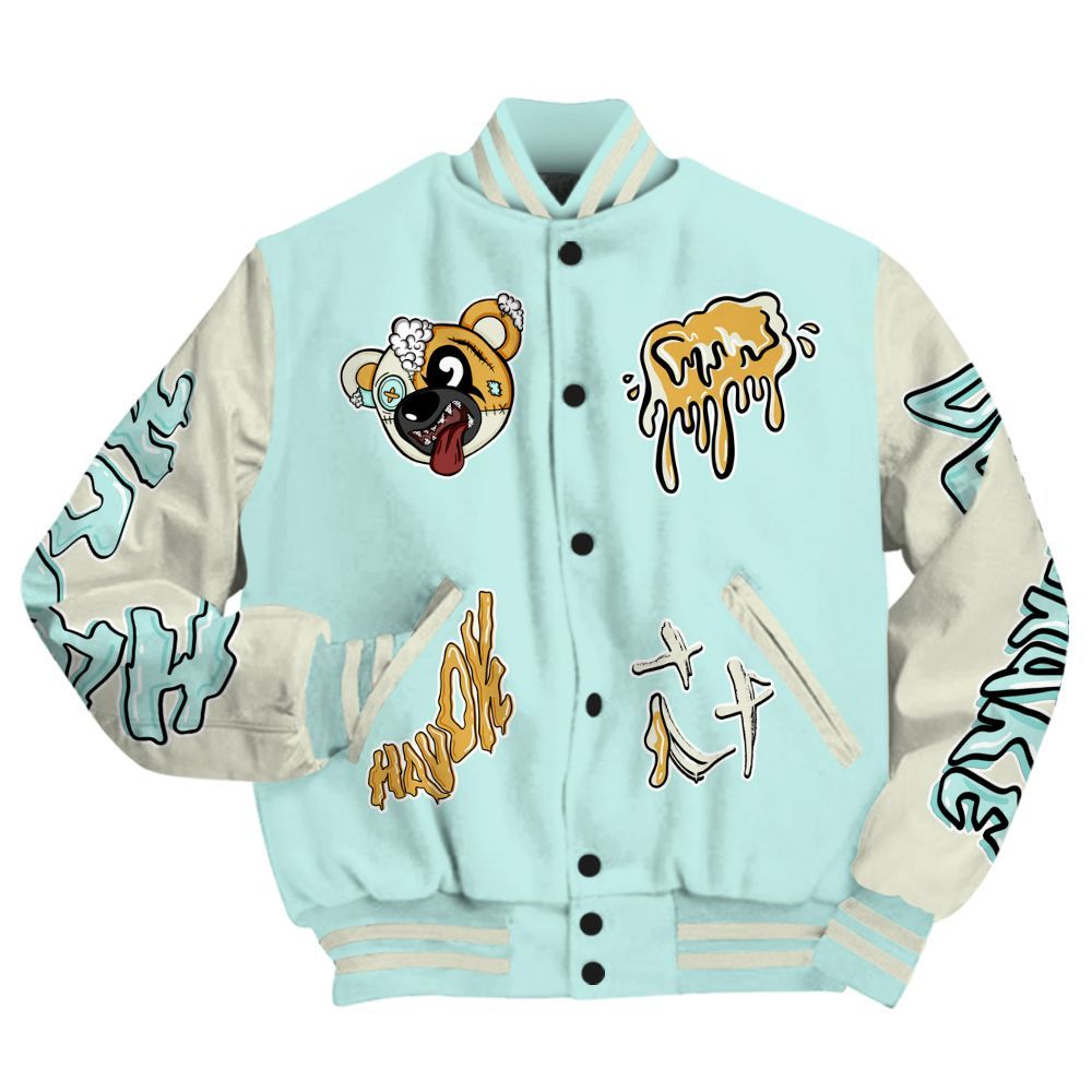 Varsity Jacket To Match Pure Platinum 4s - Havok Bear All Over Print