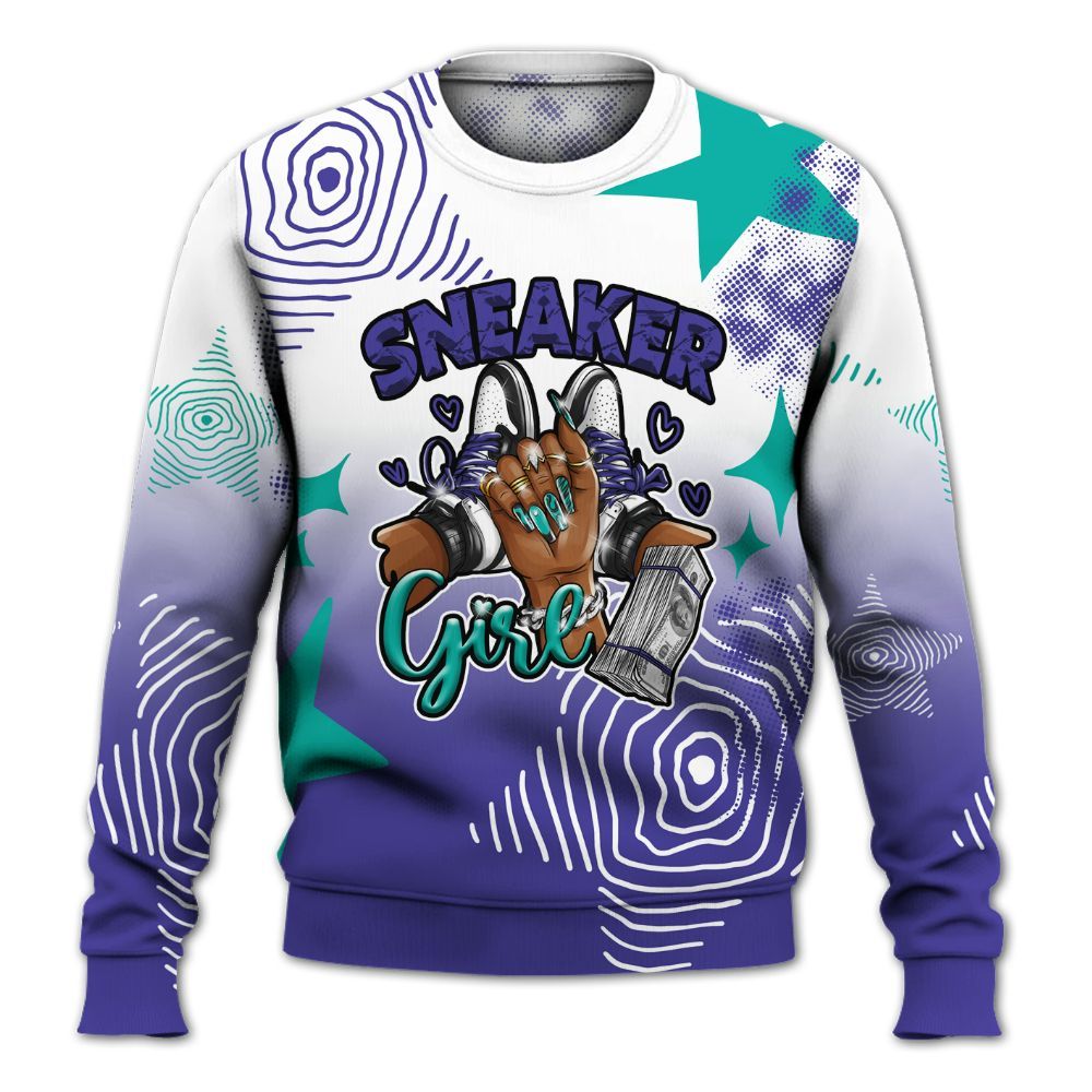 Sweatshirt To Match Retro Grape 5s - Sneakerz Girlz Unique Starz All Over Print