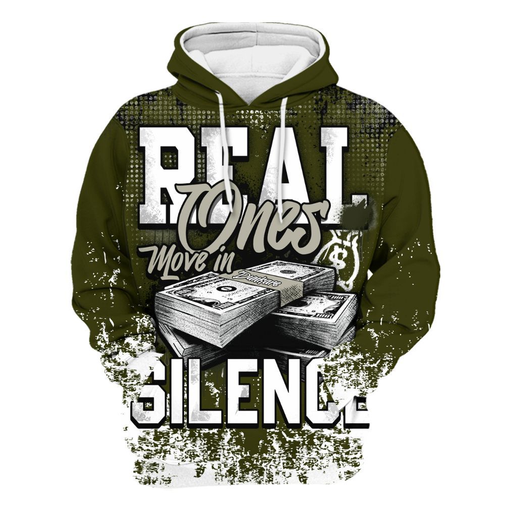 Hoodie To Match Dunk Low Pale Ivory Cargo Khaki - Move In Silence Money Street Retro All Over Print