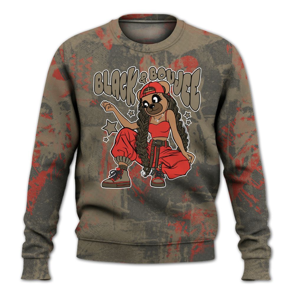 Sweatshirt To Match Olive 9s - Boujee Girls Bear Heart Grunge All Over Print