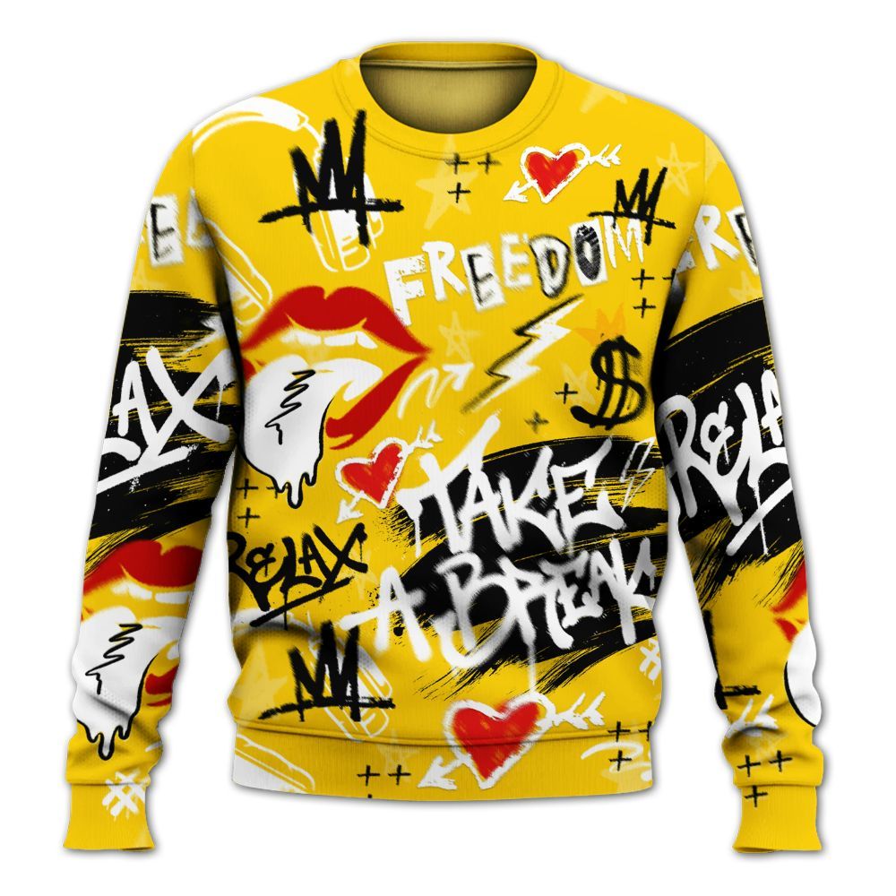 Sweatshirt To Match Corteiz Air Max 95 Tour Yellow - Take Break Freedom Graffiti Streetwear All Over Print