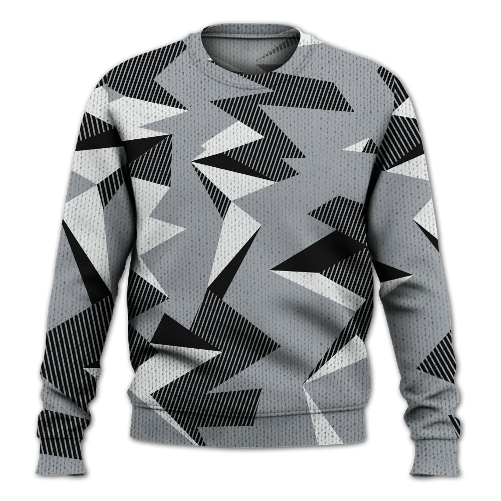 Knitted Sweater To Match Black Wolf Grey 12s - Geometric Camouflage Pattern