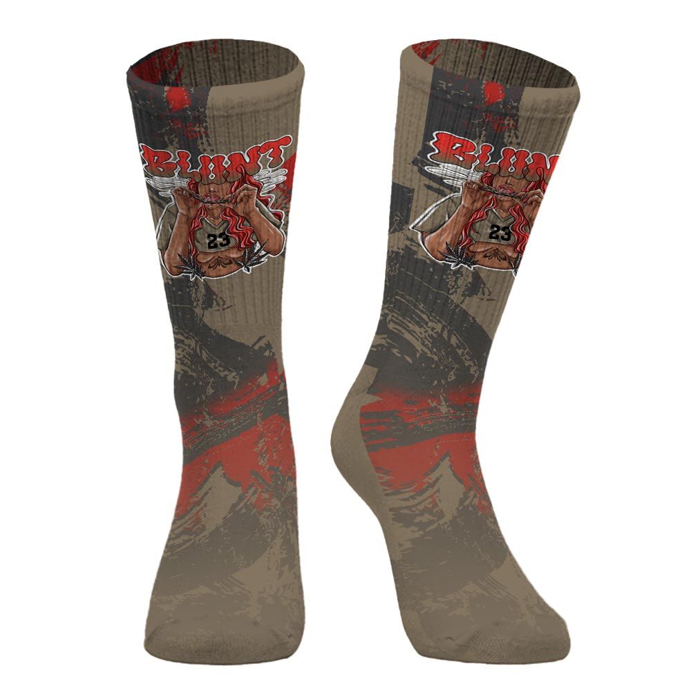 Sock To Match Olive 9s - Bluntz Unique Circle Splash