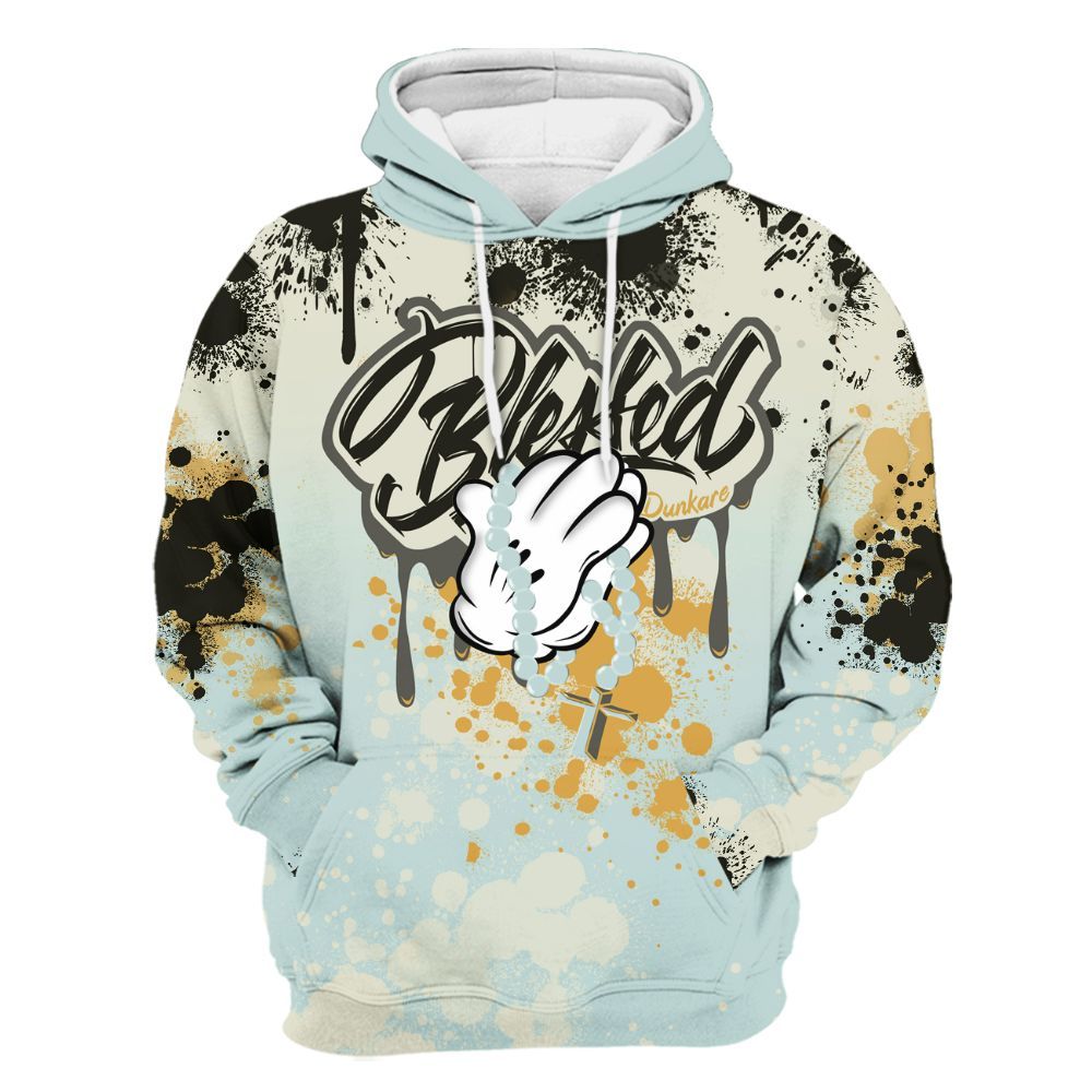 Hoodie To Match Pure Platinum 4s - God Blessed Ink Drip All Over Print