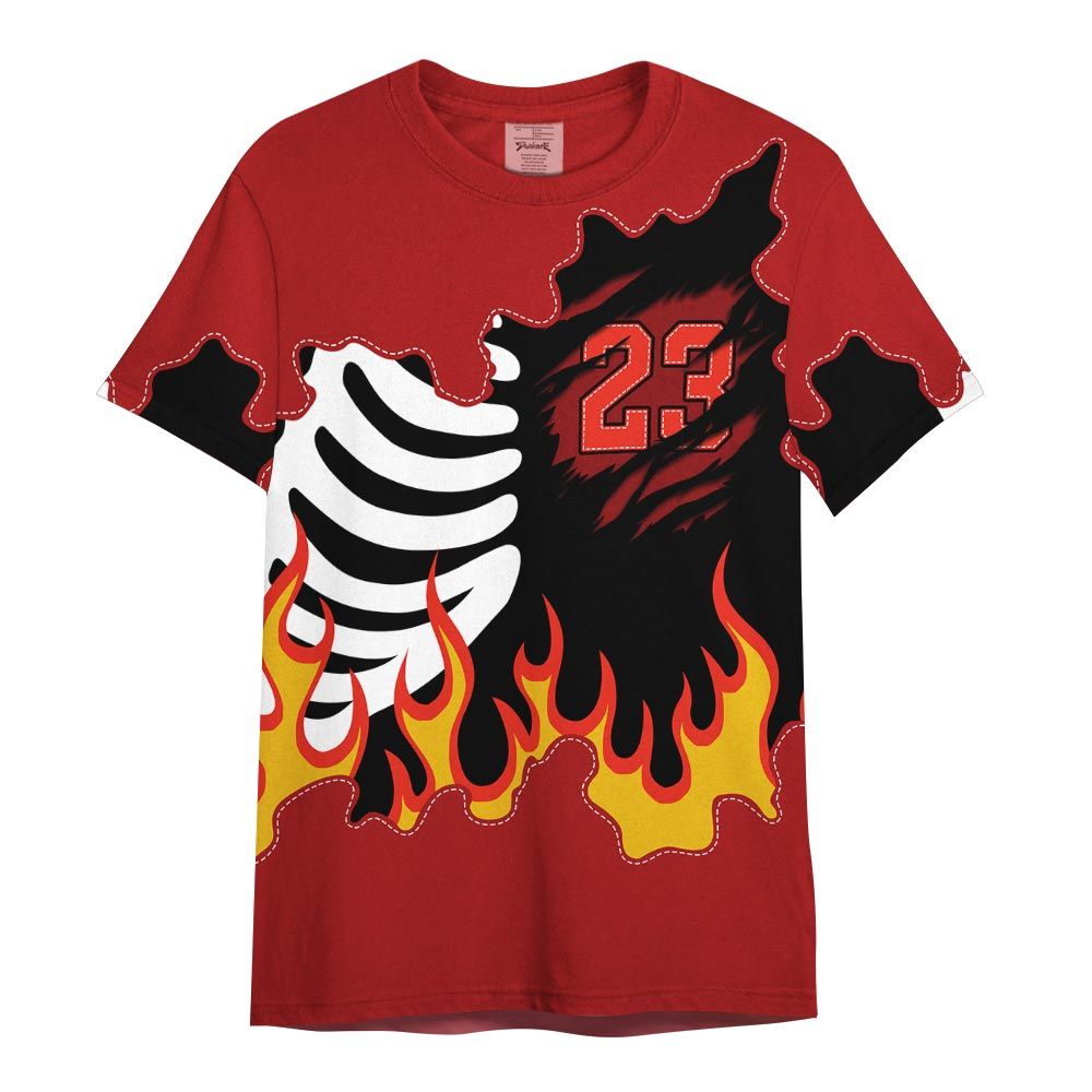 Shirt To Match Red Taxi 12s - Burning Skeleton 23 G.O.A.T Shirt Red Taxi 12s Outfit