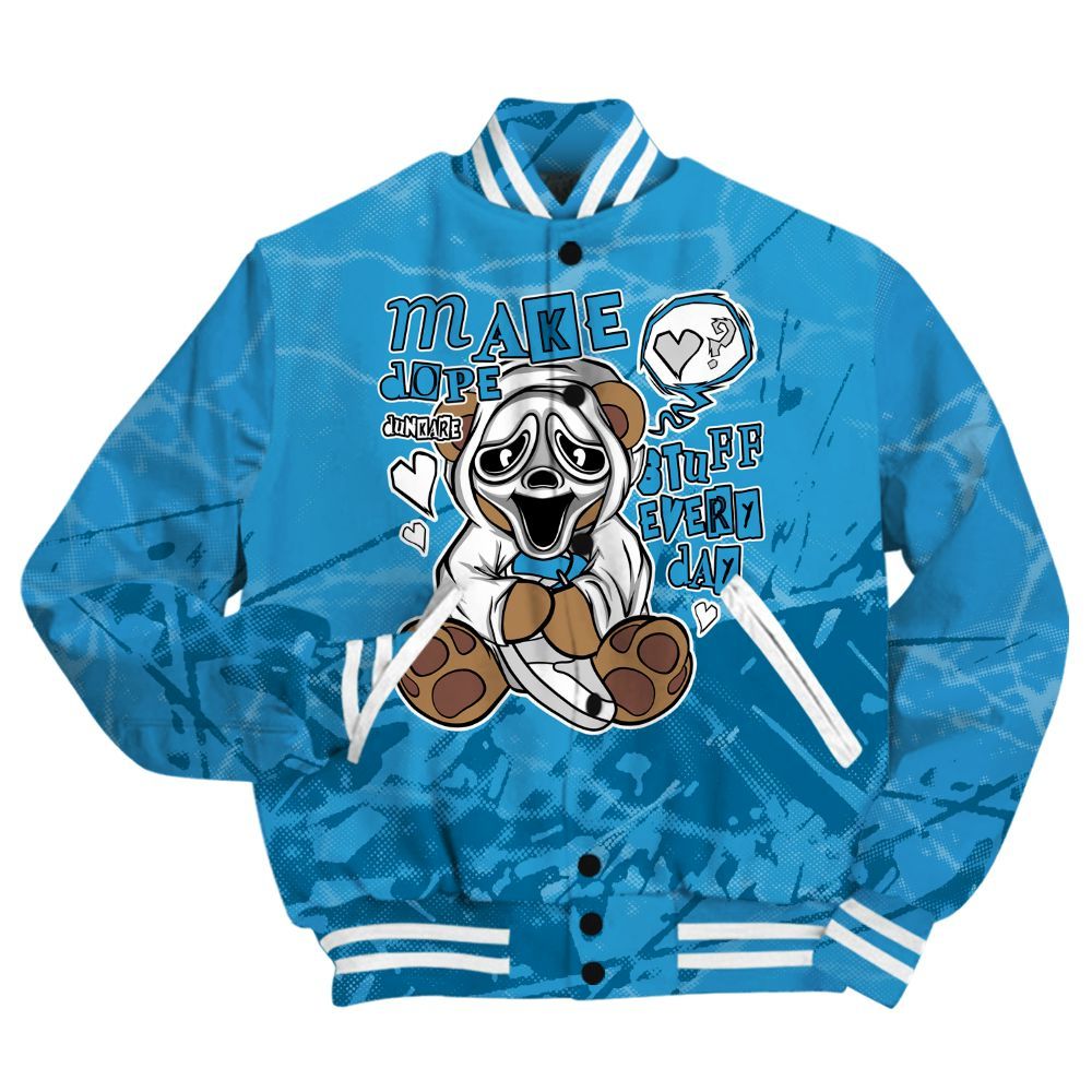 Varsity Jacket To Match Powder Blue 9s Shirt - Make Dopes Bear Profound All Over Print