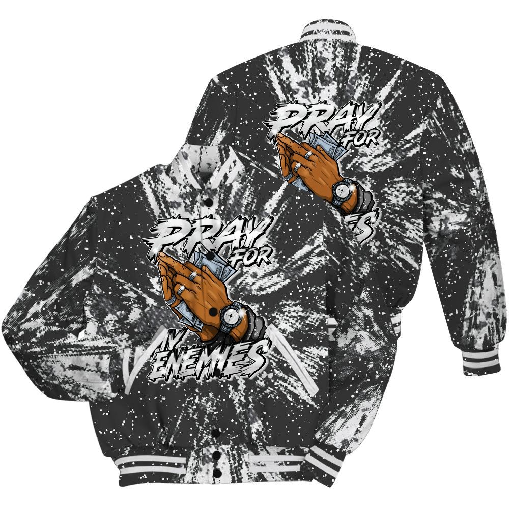 Varsity Jacket To Match Reverse Black White 6s Shirt - Prayed For Enemies Graphic Luxury All Over Print