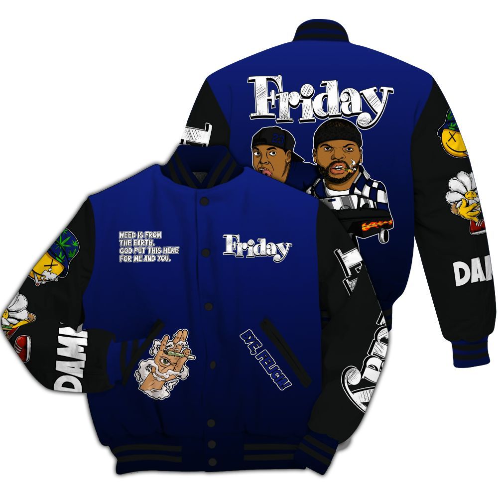 Varsity Jacket To Match Air Max Plus Black Racer Blue - Friday Sneaker Stress Style All Over Print