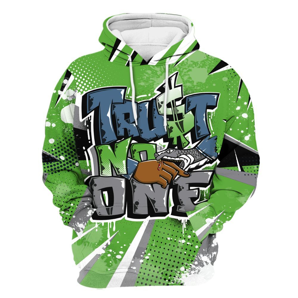 Hoodie To Match Retro Green Bean 5s - Poly Trust No One Dripping All Over Print