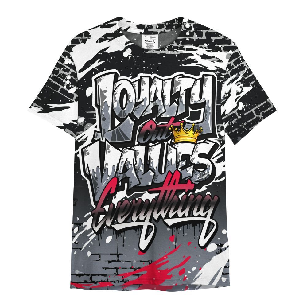 Shirt To Match Mid Black Metallic 1s - Values Of Loyalty Drip All Over Print