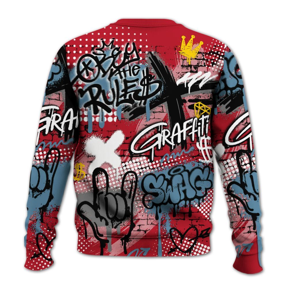 Sweatshirt To Match Retro Raging Bull 5s - True It Real Graffiti Streetwear All Over Print