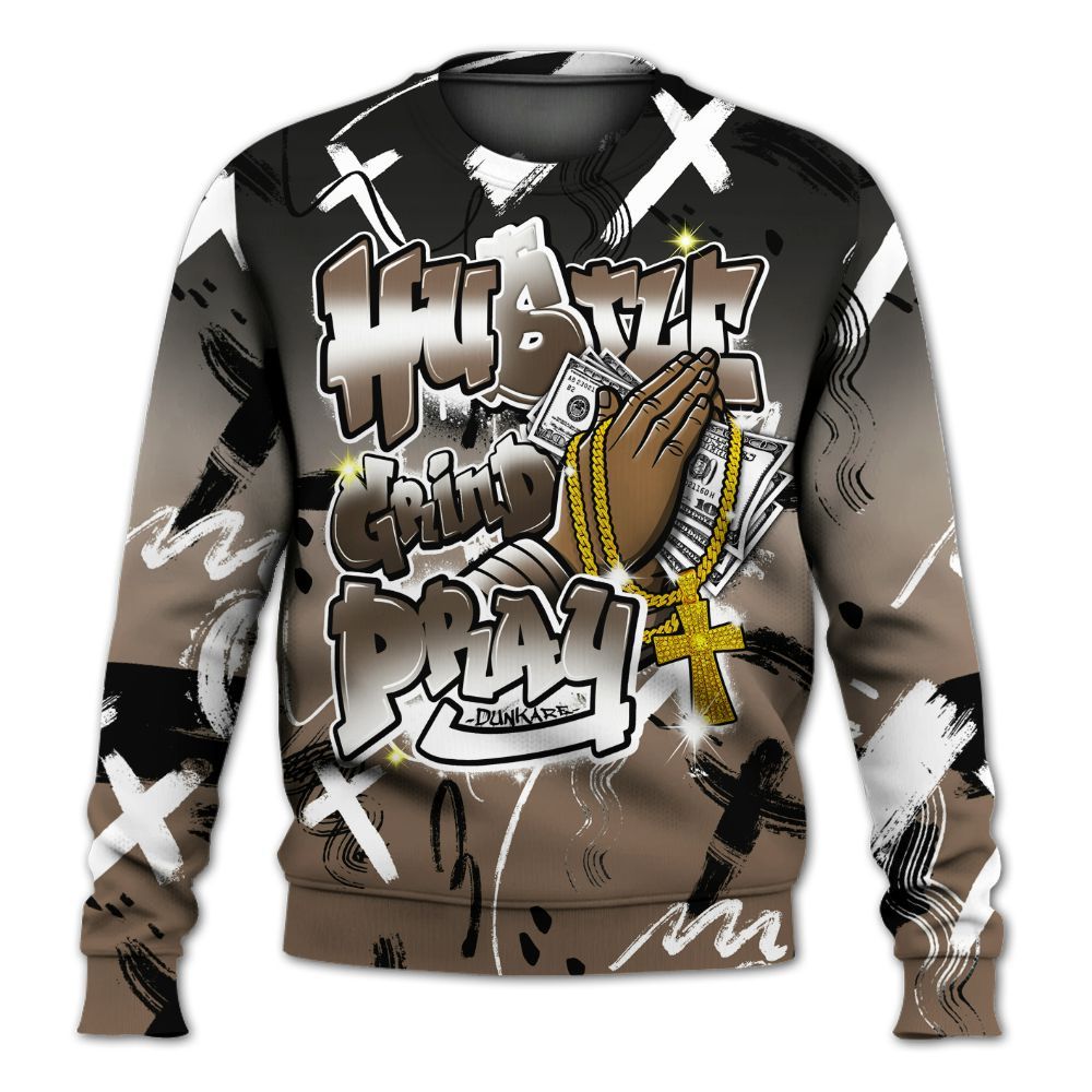 Sweatshirt To Match Dark Mocha Jack - Money Hustle Grind Pray All Over Print
