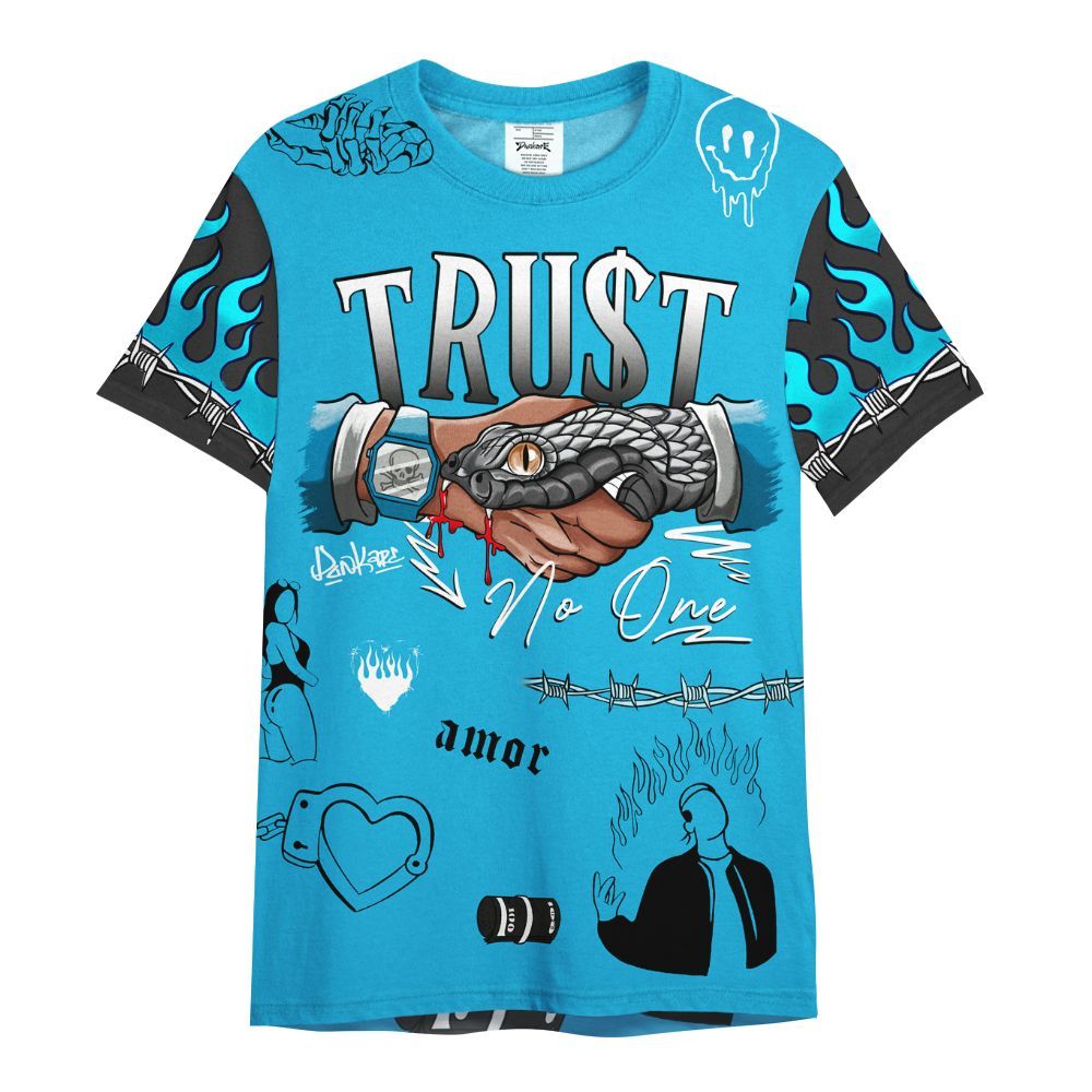 Shirt To Match Black University Blue 2026 14s - Snake Trust No One All Over Print